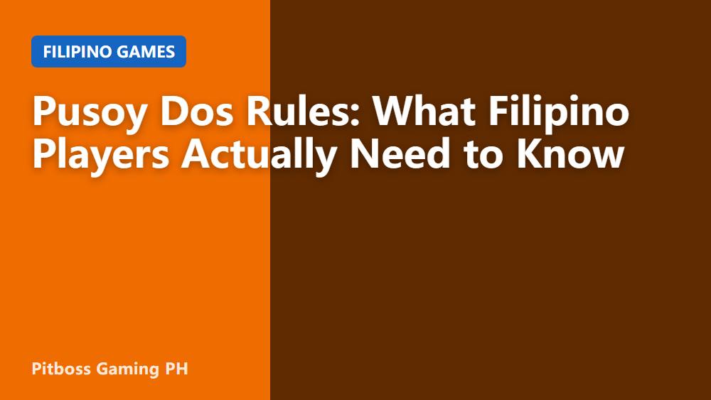 Pusoy Dos Rules: What Filipino Players Actually Need to Know